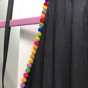 South Moon Under Black Tank w/ Colorful Pom Poms